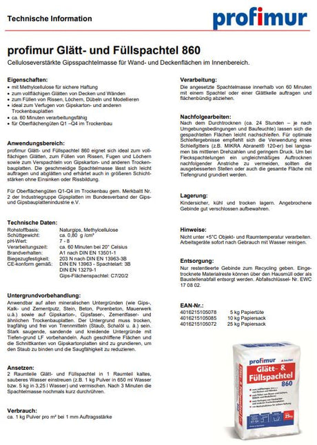 profimur Glätt- und Füllspachtel 860